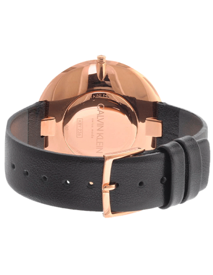  Shop Authentic Calvin Klein Full Moon Black Dial Black Leather Strap Watch for Women - K8Y236C1 - Luxxuri