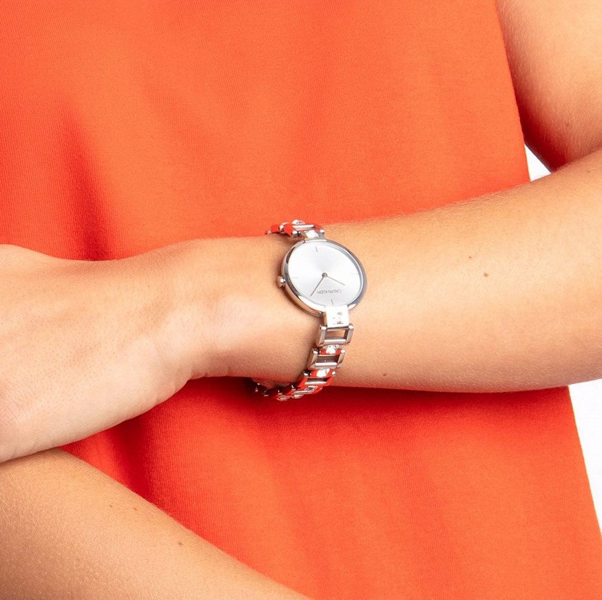  Shop Authentic Calvin Klein Stately White Dial Silver Steel Strap Watch for Women - K3G23126 - Luxxuri