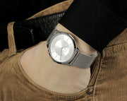  Shop Authentic Calvin Klein Minimal Silver Dial Silver Mesh Bracelet Watch for Men - K3M21126 - Luxxuri