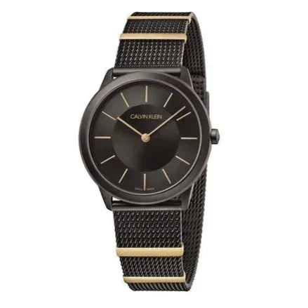  Shop Authentic Calvin Klein Minimal Black Dial Black Steel Strap Watch For Men - K3M524Z1 - Luxxuri