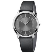  Shop Authentic Calvin Klein Minimal Grey Dial Black Leather Strap Watch for Men - K3M221C4 - Luxxuri