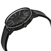  Shop Authentic Calvin Klein Post Minimal Black Dial Black Leather Strap Watch for Men - K7621401 - Luxxuri