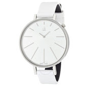  Shop Authentic Calvin Klein Equal White Dial White Leather Strap Watch for Women - K3E231L6 - Luxxuri