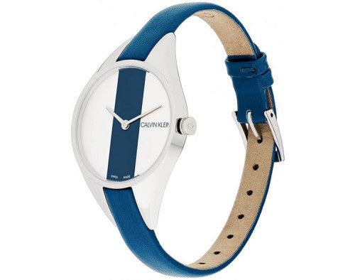  Shop Authentic Calvin Klein Rebel Blue Silver Dial Blue Leather Strap Watch for Women - K8P231V6 - Luxxuri