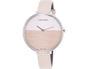  Shop Authentic Calvin Klein Rise White Beige Dial Beige Leather Strap Watch for Women - K7A231XH - Luxxuri