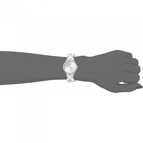  Shop Authentic Calvin Klein Snake Silver Dial Silver Steel Strap Watch For Women - K6E23146 - Luxxuri