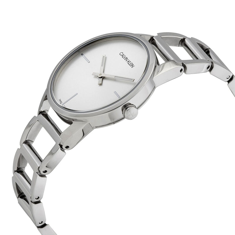  Shop Authentic Calvin Klein Stately White Dial Silver Steel Strap Watch for Women - K3G23126 - Luxxuri