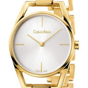  Shop Authentic Calvin Klein Dainty White Dial Gold Steel Strap Watch for Women - K7L23546 - Luxxuri