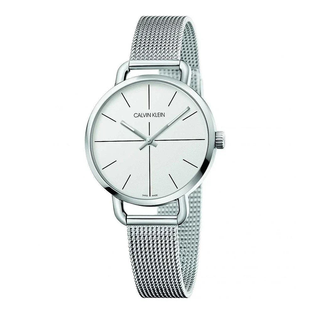  Shop Authentic Calvin Klein Even Quartz White Dial Silver Steel Strap Watch for Women - K7B21126 - Luxxuri