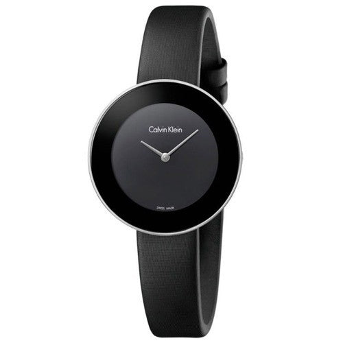  Shop Authentic Calvin Klein Chic Black Dial Black Leather Strap Watch for Women - K7N23CB1 - Luxxuri