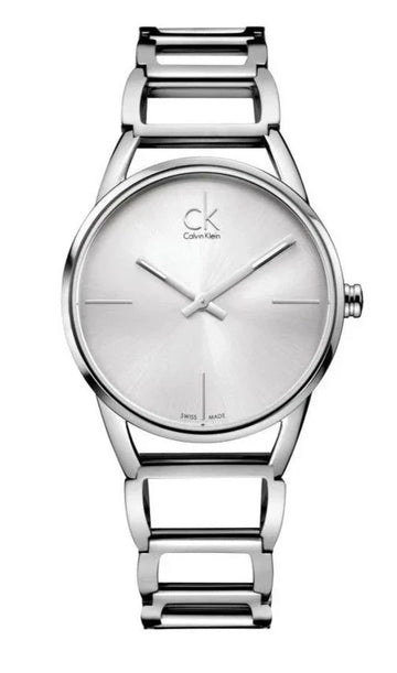 Shop Authentic Calvin Klein Stately White Dial Silver Steel Strap Watch for Women - K3G23126 - Luxxuri
