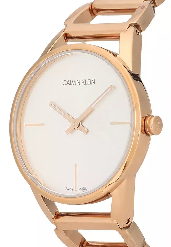  Shop Authentic Calvin Klein Stately White Dial Rose Gold Steel Strap Watch for Women - K3G23626 - Luxxuri
