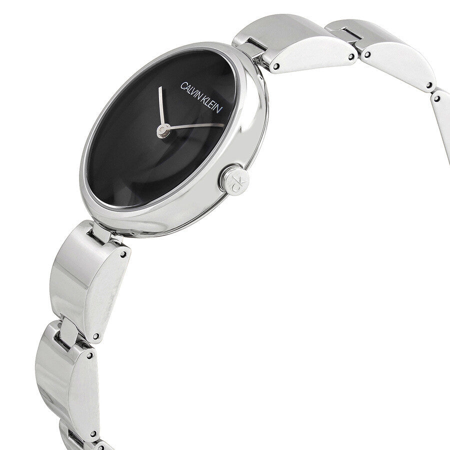  Shop Authentic Calvin Klein Wavy Black Dial Silver Steel Strap Watch for Women - K9U23141 - Luxxuri