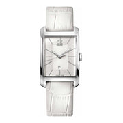  Shop Authentic Calvin Klein Window White Dial White Leather Strap Watch for Women - K2M23120 - Luxxuri