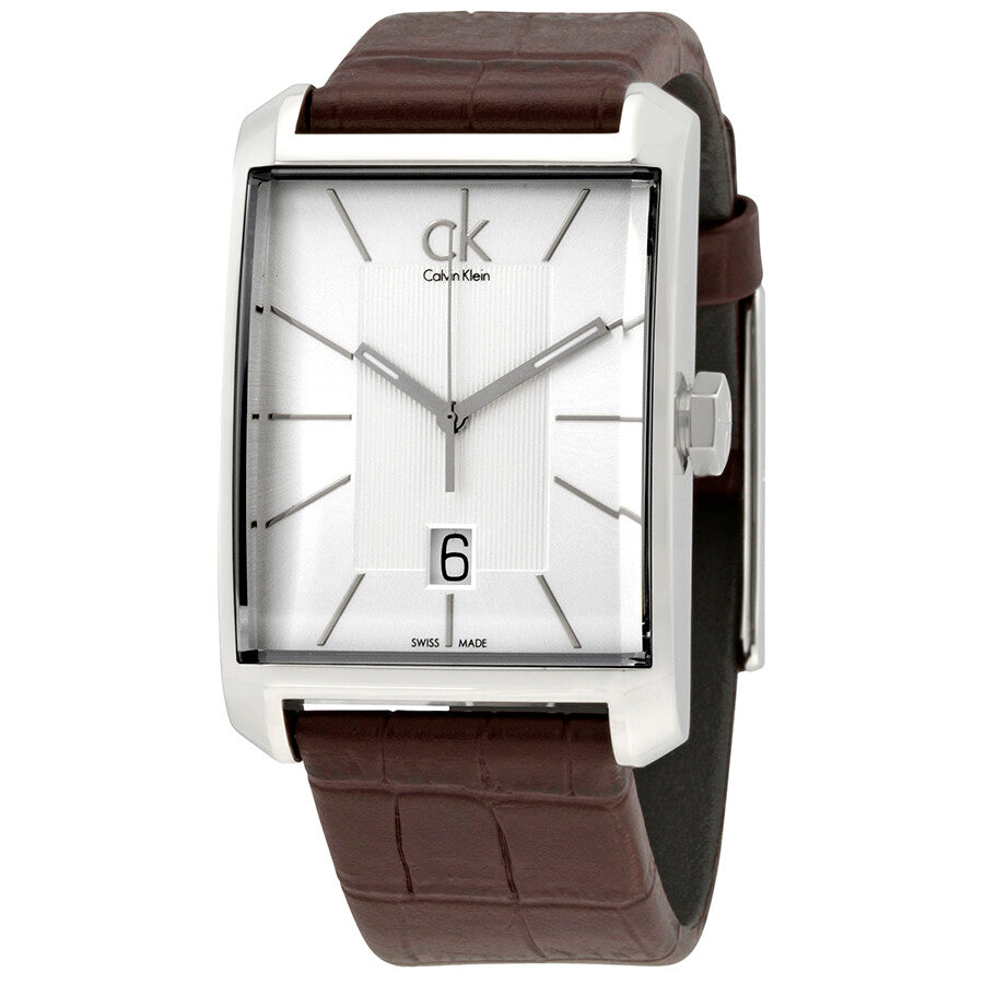  Shop Authentic Calvin Klein Window Silver Dial Brown Leather Strap Watch for Men - K2M21126 - Luxxuri