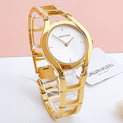  Shop Authentic Calvin Klein Class White Dial Gold Steel Strap Watch for Women - K6R23526 - Luxxuri