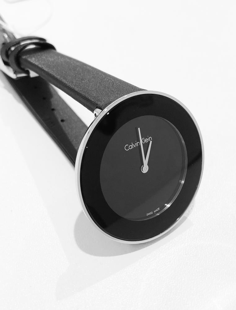  Shop Authentic Calvin Klein Chic Black Dial Black Leather Strap Watch for Women - K7N23CB1 - Luxxuri