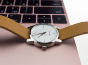  Shop Authentic Calvin Klein City Silver Dial Orange Leather Strap Watch for Women - K2G231G6 - Luxxuri