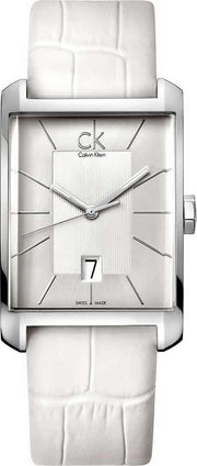  Shop Authentic Calvin Klein Window White Dial White Leather Strap Watch for Women - K2M23120 - Luxxuri