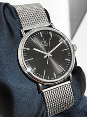 Shop Authentic Calvin Klein Surround Black Dial Silver Mesh Bracelet Watch for Men - K3W21121 - Luxxuri