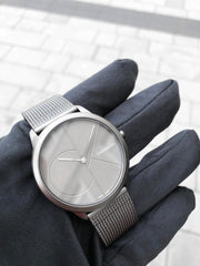  Shop Authentic Calvin Klein Minimal Grey Dial Grey Mesh Bracelet Watch for Men - K3M517P4 - Luxxuri