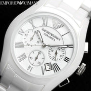  Shop Authentic Emporio Armani Chronograph Ceramic White Dial Watch For Women - AR1403 - Luxxuri