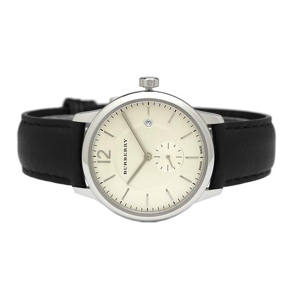  Shop Authentic Burberry The Classic Horseferry Beige Dial Black Leather Strap Watch for Men - BU10000 - Luxxuri