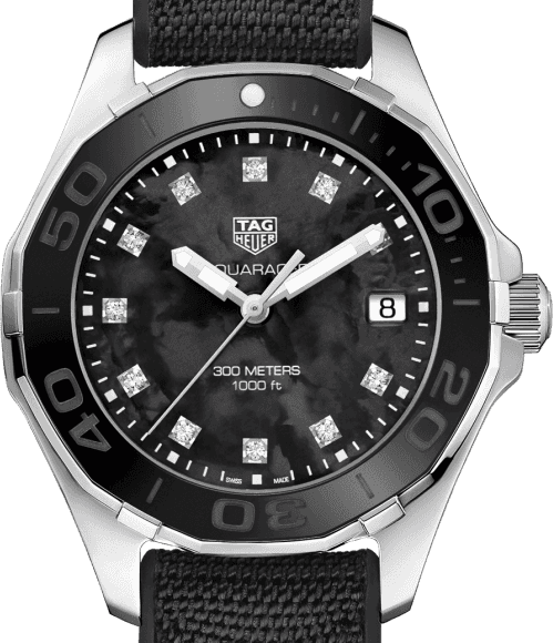  Shop Authentic Tag Heuer Aquaracer Quartz Mother of Pearl Black Dial Black NATO Strap Watch for Women - WAY131M.FT6092 - Luxxuri