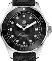  Shop Authentic Tag Heuer Aquaracer Quartz Mother of Pearl Black Dial Black NATO Strap Watch for Women - WAY131M.FT6092 - Luxxuri