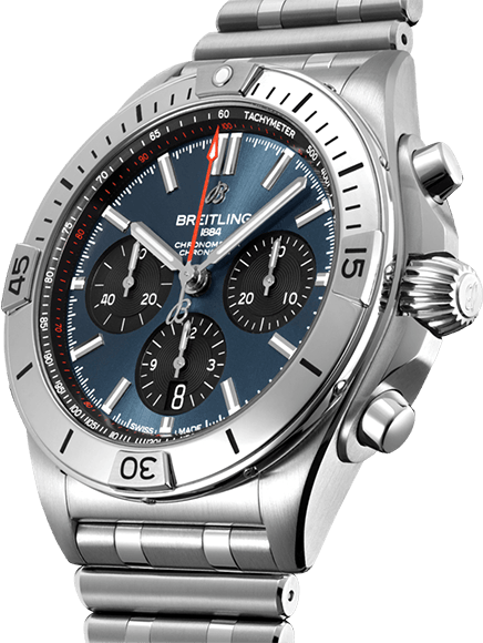  Shop Authentic Breitling Chronomat B01 42mm Blue Dial Silver Steel Strap Watch for Men - AB0134101C1A1 - Luxxuri