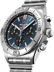  Shop Authentic Breitling Chronomat B01 42mm Blue Dial Silver Steel Strap Watch for Men - AB0134101C1A1 - Luxxuri
