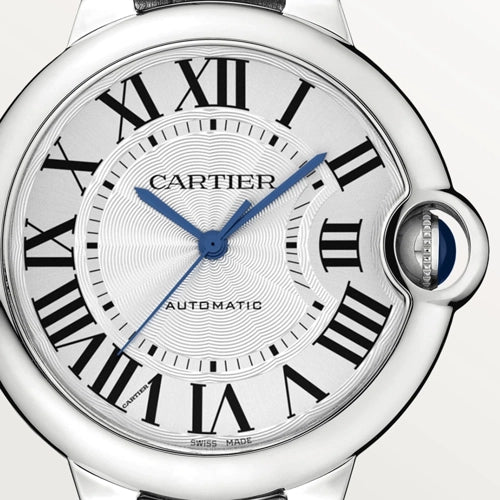 Shop Authentic Cartier Ballon Bleu De Cartier Silver Dial Black Leather Strap Watch for Women - WSBB0028 - Luxxuri