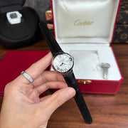  Shop Authentic Cartier Ballon Bleu De Cartier Silver Dial Black Leather Strap Watch for Women - WSBB0030 - Luxxuri