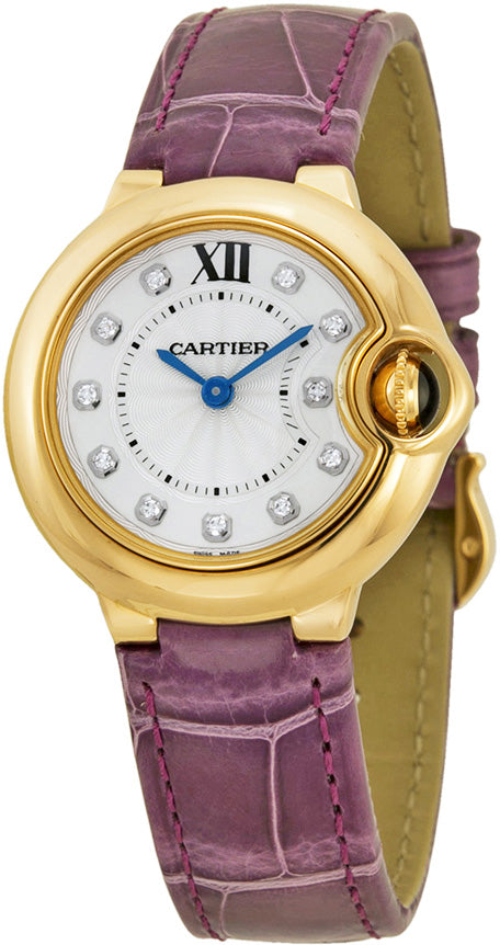  Shop Authentic Cartier Ballon Bleu Diamonds White Dial Pink Leather Strap Watch for Women - WE902050 - Luxxuri