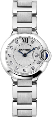  Shop Authentic Cartier Ballon Bleu de Cartier Diamonds Silver Dial Silver Steel Strap Watch for Women - WE902073 - Luxxuri