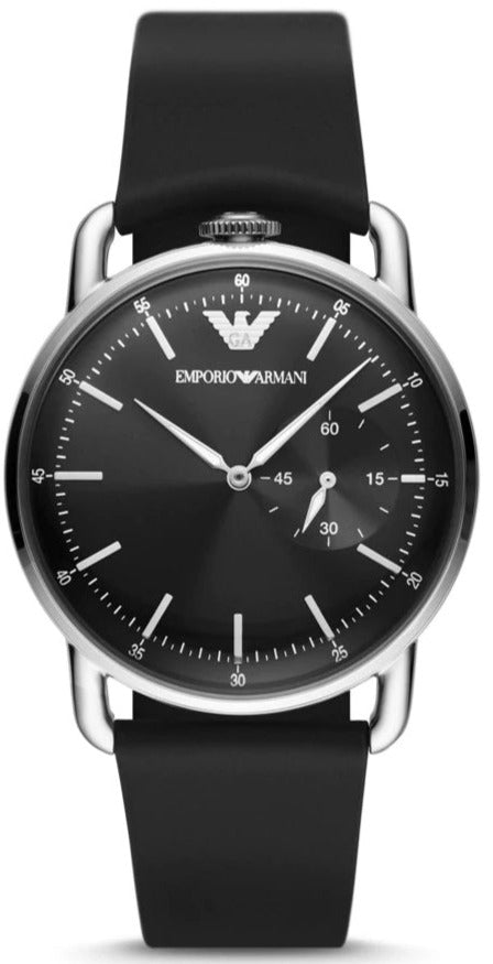 Emporio Armani Aviator Quartz Black Dial Black Leather Strap Watch For Men - AR11336