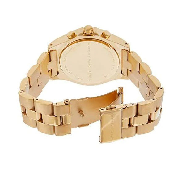  Shop Authentic Marc Jacobs Blade Chronograph White Dial Gold Steel Strap Watch for Women - MBM3081 - Luxxuri