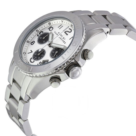  Shop Authentic Marc Jacobs Marc Chronograph Silver Dial Silver Steel Strap Watch for Men - MBM3155 - Luxxuri
