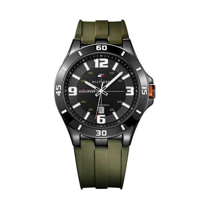  Shop Authentic Tommy Hilfiger Drew Black Dial Green Rubber Strap Watch for Men - 1791065 - Luxxuri