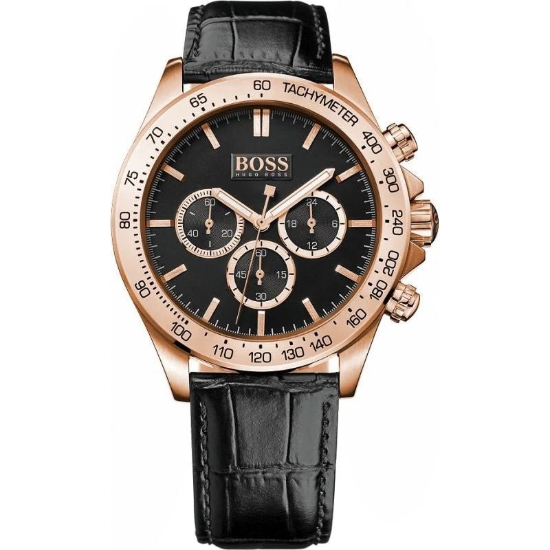  Shop Authentic Hugo Boss Ikon Black Dial Black Leather Strap Watch for Men - 1513179 - Luxxuri