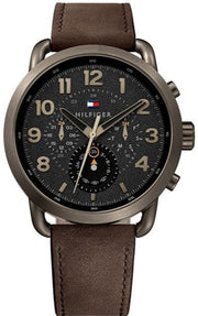  Shop Authentic Tommy Hilfiger Briggs Chronograph Black Dial Brown Leather Strap Watch for Men - 1791425 - Luxxuri