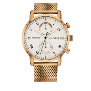  Shop Authentic Tommy Hilfiger Kane White Dial Gold Mesh Bracelet Watch for Men - 1710403 - Luxxuri