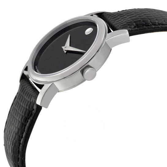  Shop Authentic Movado Museum Black Dial Black Leather Strap Watch For Women - 2100004 - Luxxuri