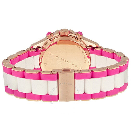  Shop Authentic Marc Jacobs Rock Chronograph White Dial Two Tone Silicone Strap Watch for Women - MBM2593 - Luxxuri