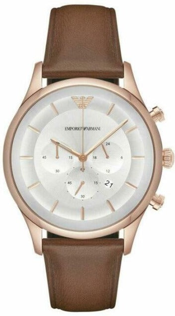  Shop Authentic Emporio Armani Quartz Silver Dial Brown Leather Strap Watch For Men - AR11043 - Luxxuri