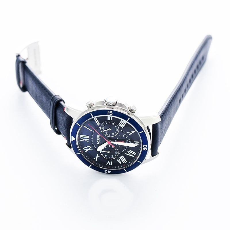  Shop Authentic Fossil Grant Chronograph Blue Dial Blue Leather Strap Watch for Men - FS5373 - Luxxuri