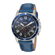  Shop Authentic Fossil Grant Chronograph Blue Dial Blue Leather Strap Watch for Men - FS5373 - Luxxuri