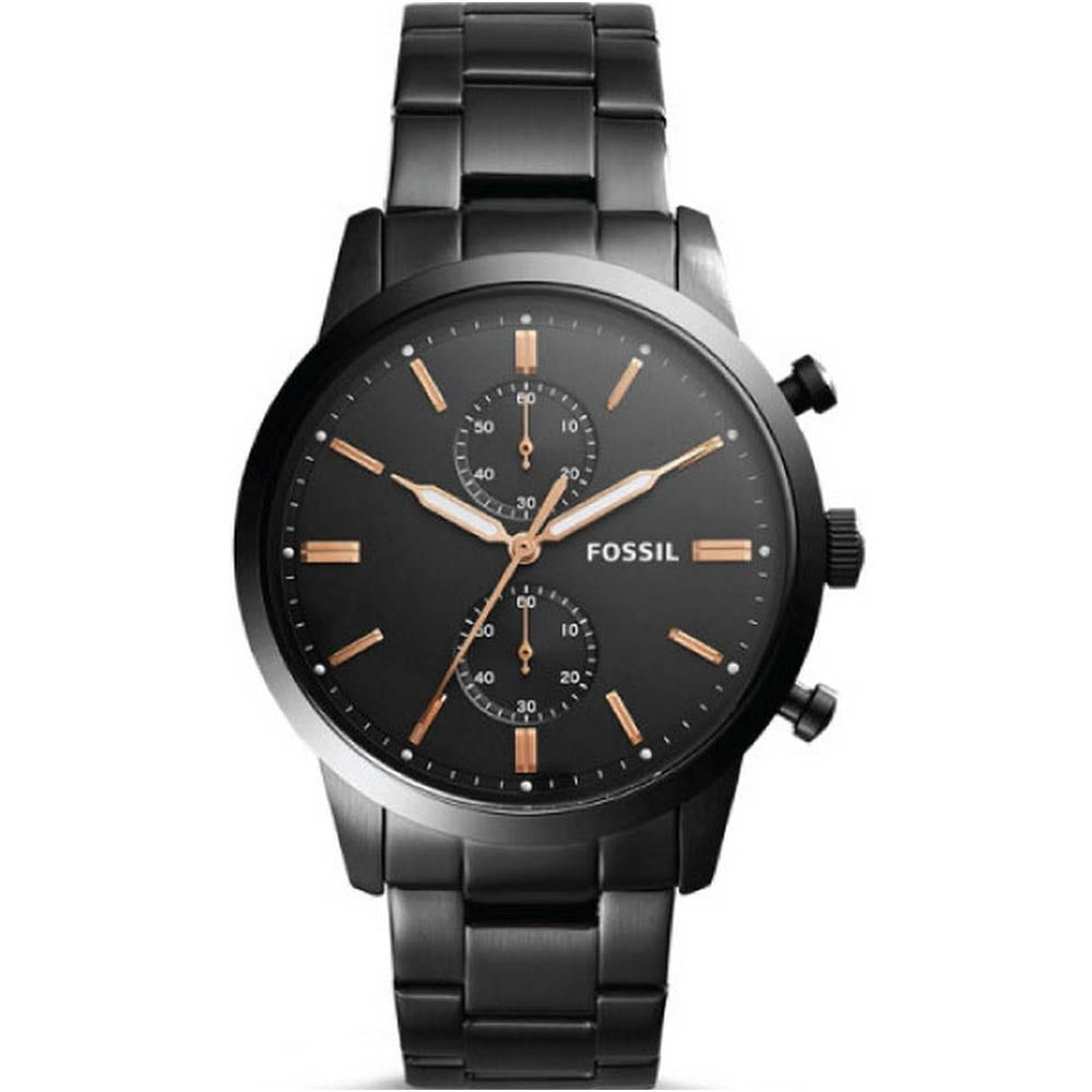  Shop Authentic Fossil Townsman Chronograph Black Dial Black Steel Strap Watch for Men - FS5379 - Luxxuri