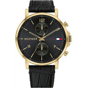  Shop Authentic Tommy Hilfiger Daniel Black Dial Black Leather Strap Watch for Men - 1710417 - Luxxuri