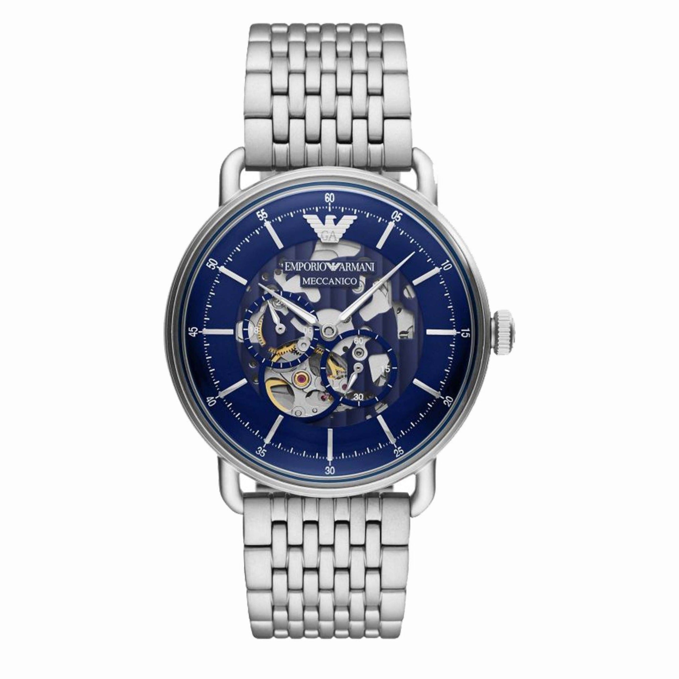  Shop Authentic Emporio Armani Aviator Multifunction Blue Dial Silver Mesh Bracelet Watch For Men - AR60024 - Luxxuri